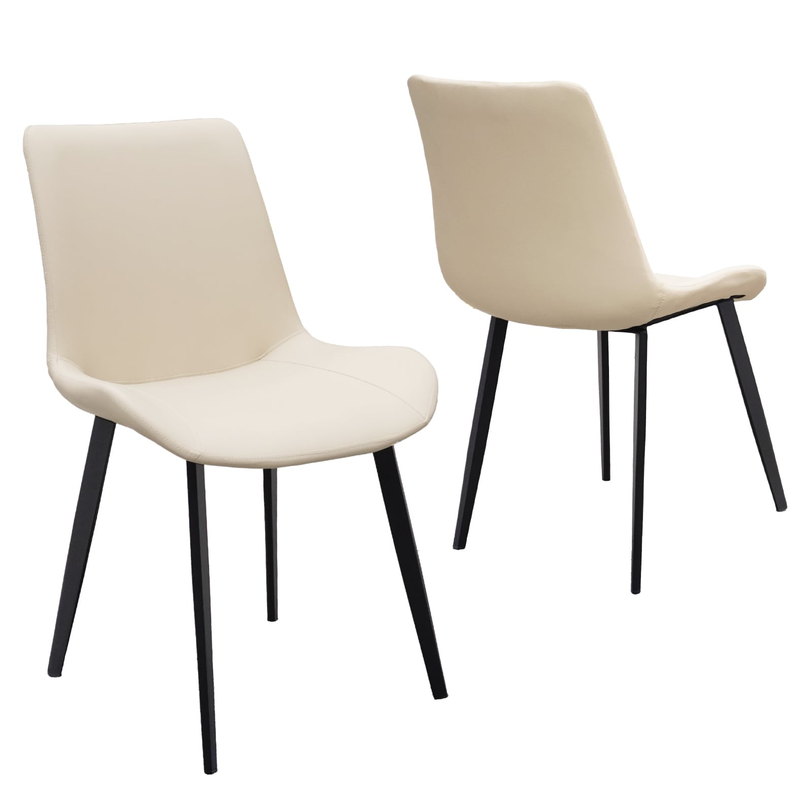 MAYEERTY Beige PU Leather Dining Chairs with Metal Legs, Modern Upholstered Set of 2 for Kitchen, Restaurant, Living Room ,Dining room, Meeting Room