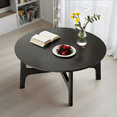 thumbnail image 1 of MAYEERTY Black 39" Round Coffee Table: Wood Tabletop & Cross Frame, for Living Room & Hallway, 1 of 4