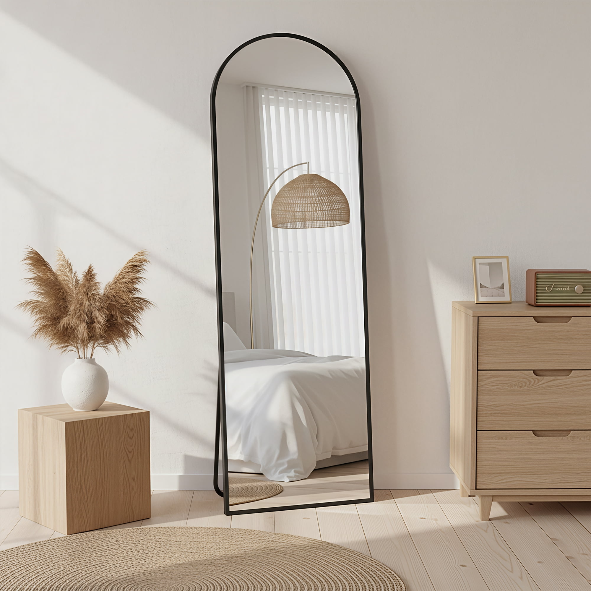 MAYEERTY Black Arch Full Length Mirror, Wall Mount or Freestanding for Bedroom/Living Room, 64" × 21"