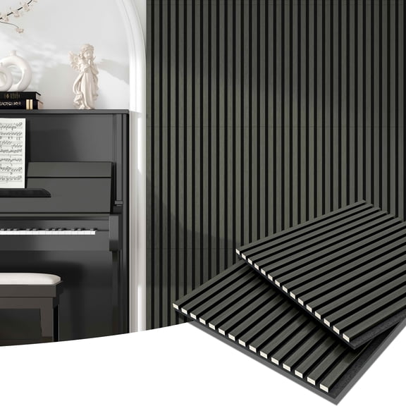 MAYEERTY Black Wood Veneer MDF Sound Absorbing Panel for Wall Decor, 24x24x1 Inch, 4 Pack