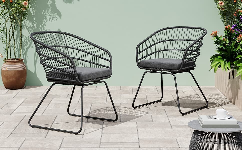 MAYEERTY CHAIR 2PCS with 2 Gray Cushions Comfortable Seating for Living Room Dining Room