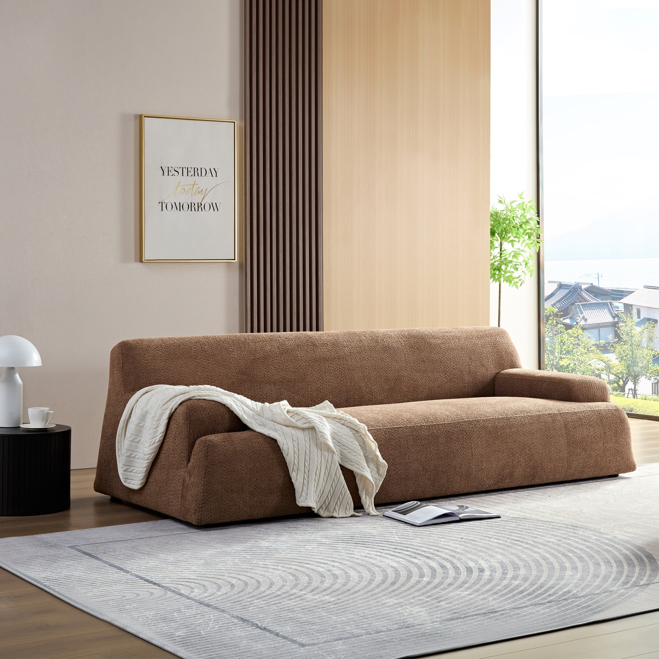 MAYEERTY Camel sofa, modern simplicity, durable fabric, solid wood frame, high density sponge filler