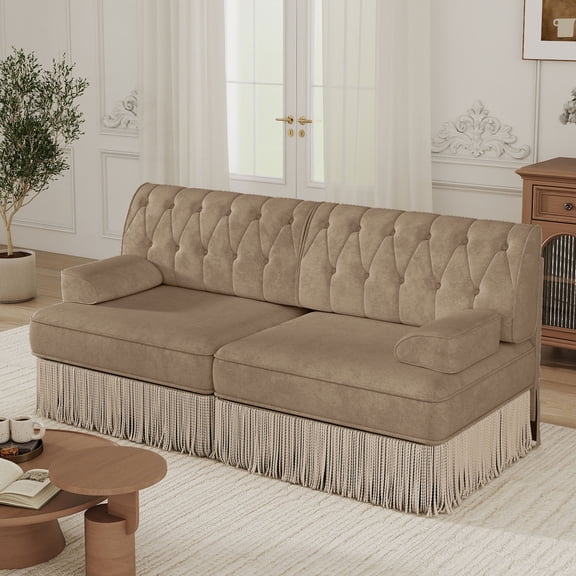 MAYEERTY Chesterfield Loveseat Sofa, 2-Seater Modular Couch with Tassel, Free Combination for Living Room Bedroom Rest Area