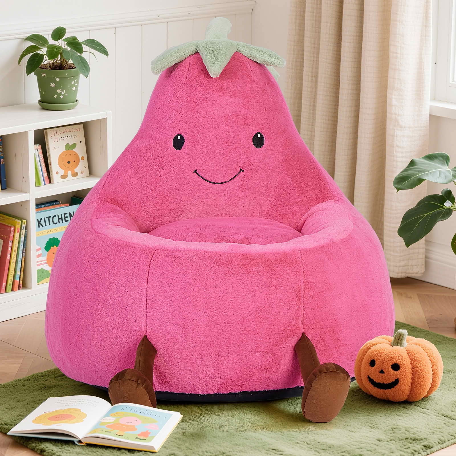 MAYEERTY Children's Bean Bag Chair Artificial Rabbit Fur Cover Filled Toddler Teen Sofa