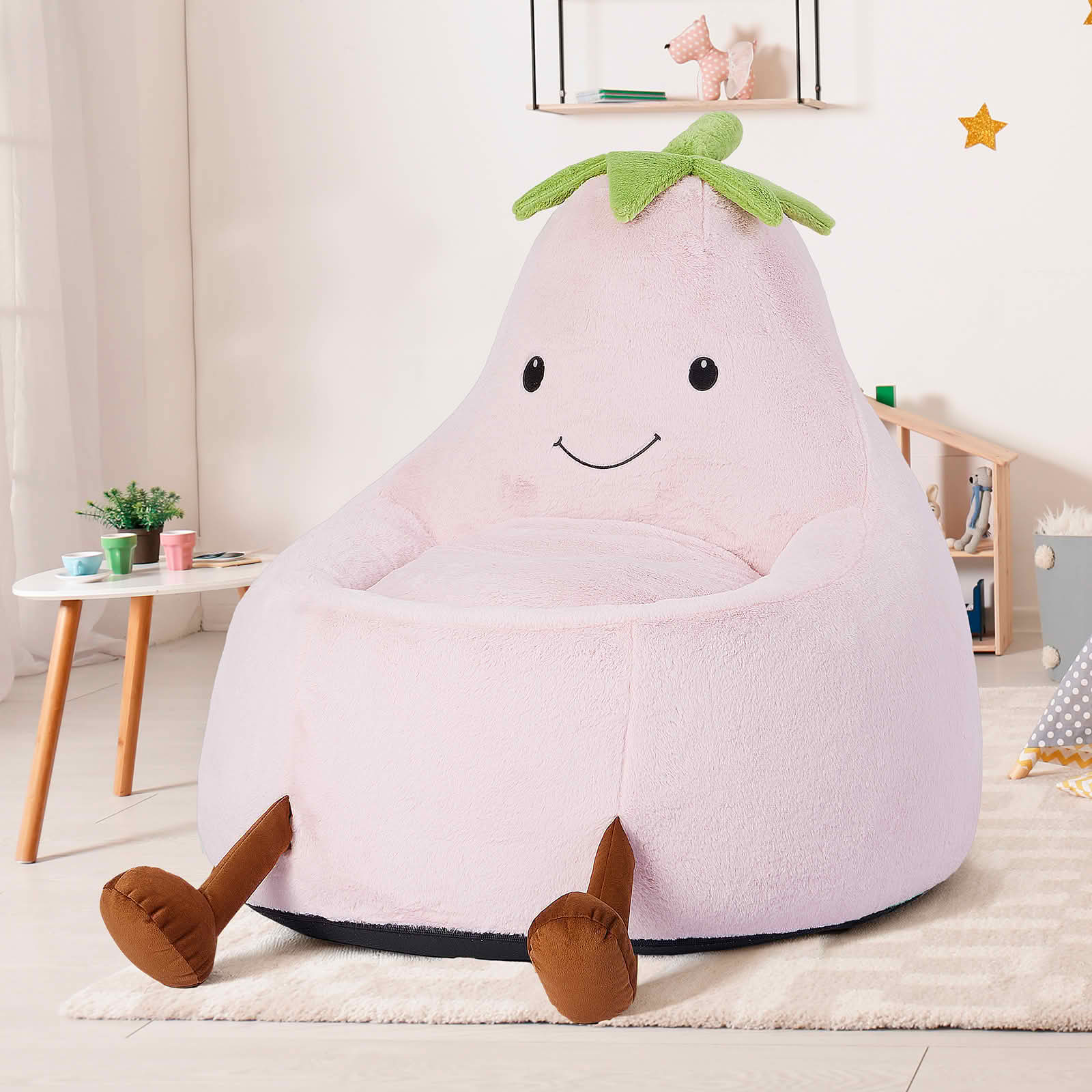 MAYEERTY Children's Bean Bag Chair Artificial Rabbit Fur Cover Filled Toddler Teen Sofa