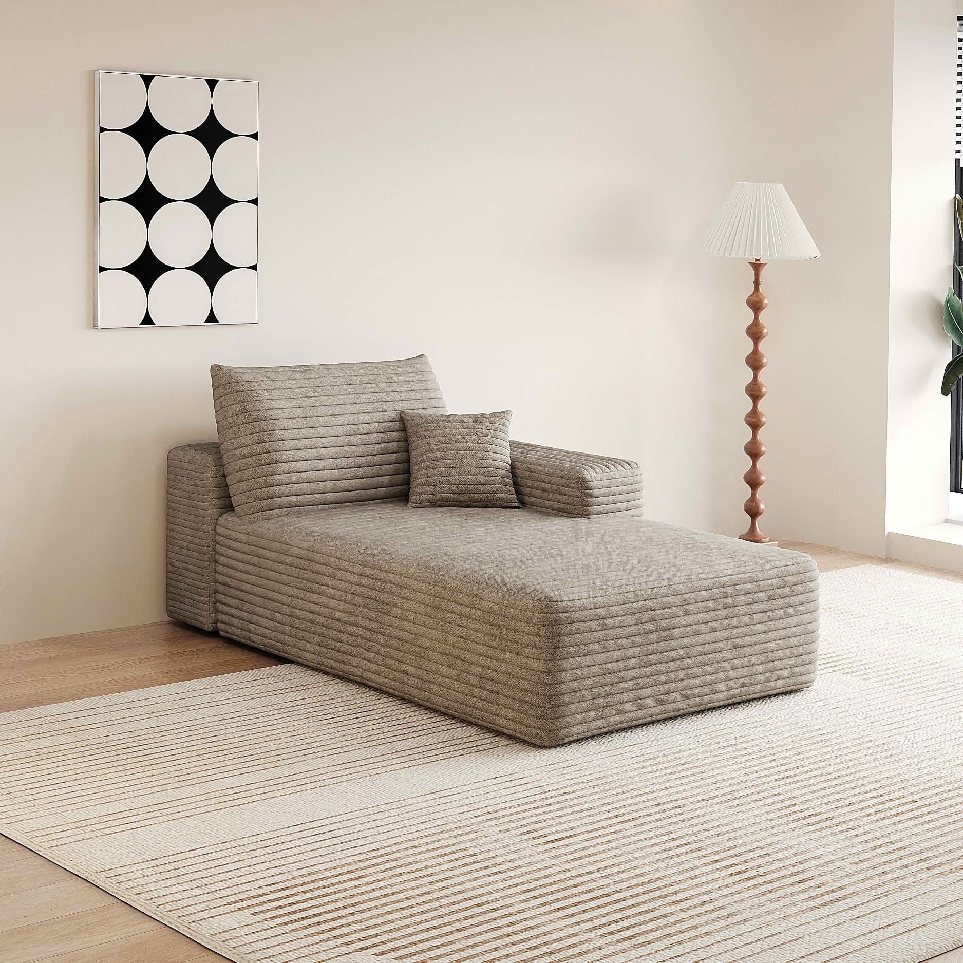 MAYEERTY Cloud Sectional Sofa, Plush Corduroy Modular Left Side Chaise, No Assembly Required，Camel