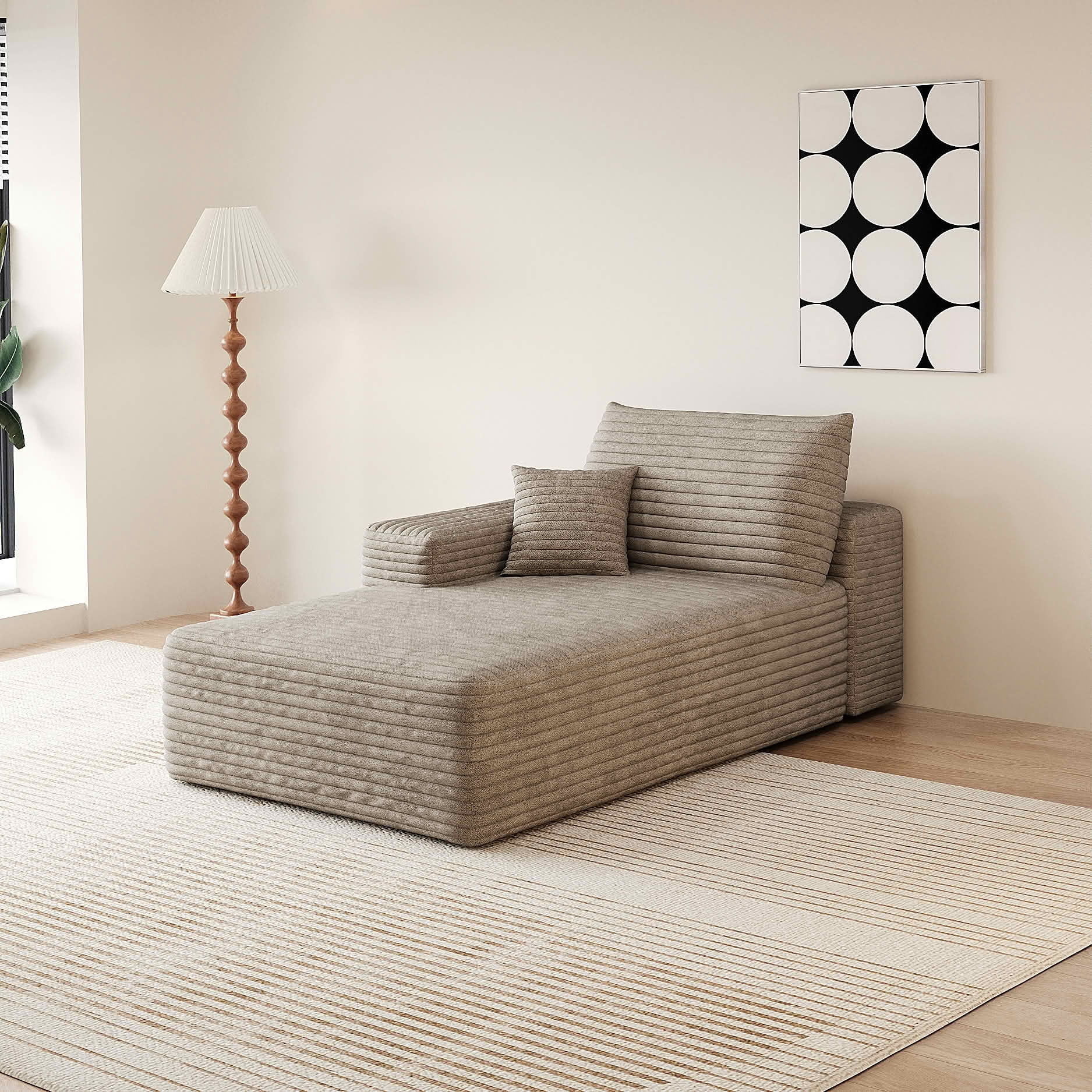 MAYEERTY Cloud Sectional Sofa, Plush Corduroy Modular Right Side Chaise, No Assembly Required，Camel