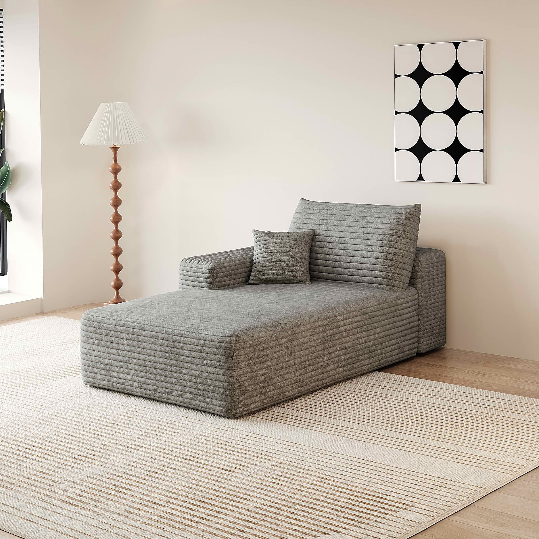 MAYEERTY Cloud Sectional Sofa, Plush Corduroy Modular Right Side Chaise ...