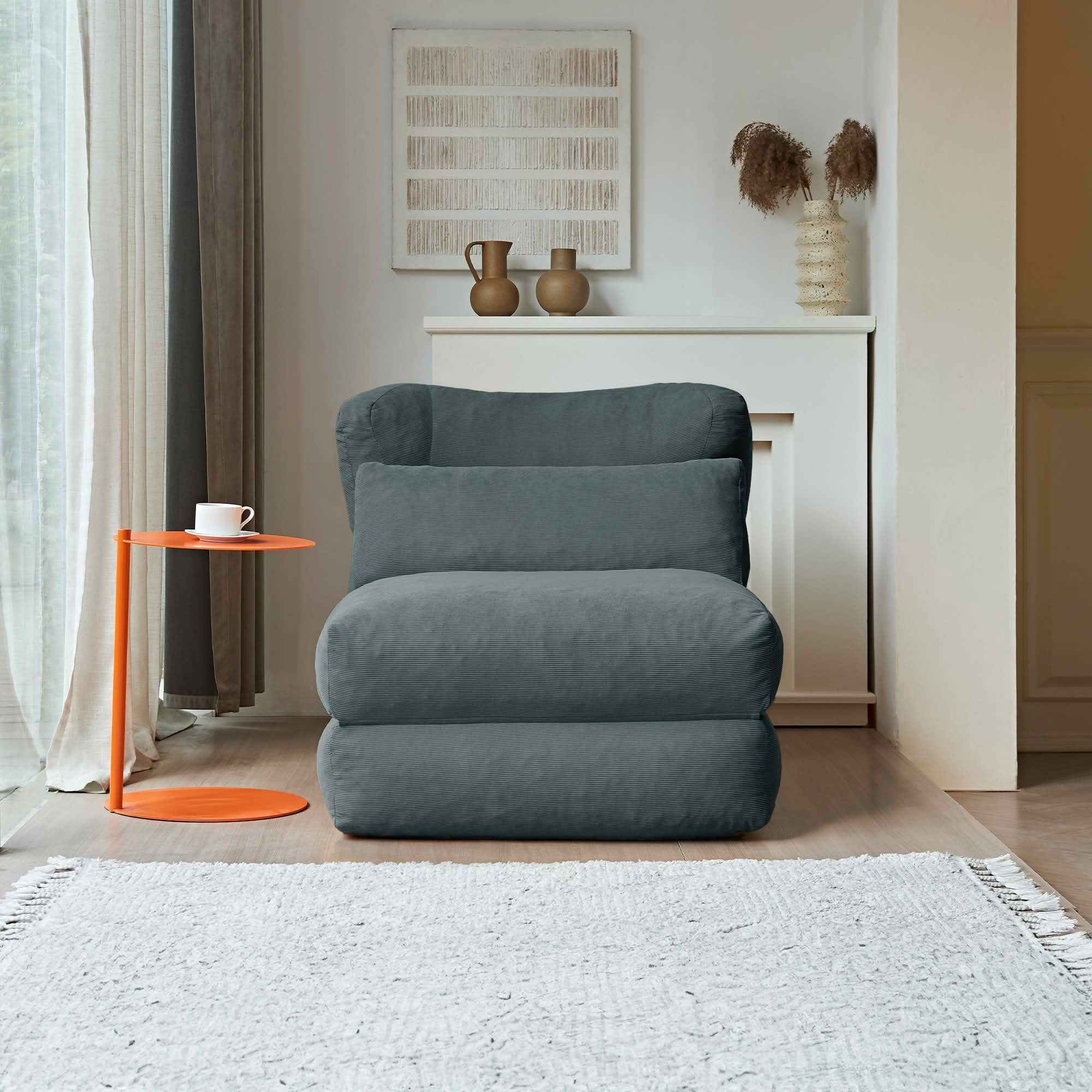 MAYEERTY Cloud Sofa 2-in-1 Foldable Sleeper Chair, Corduroy Washable Cover, High-Density Foam, Compressed Packaging for Small Apartments & Studies，Gray