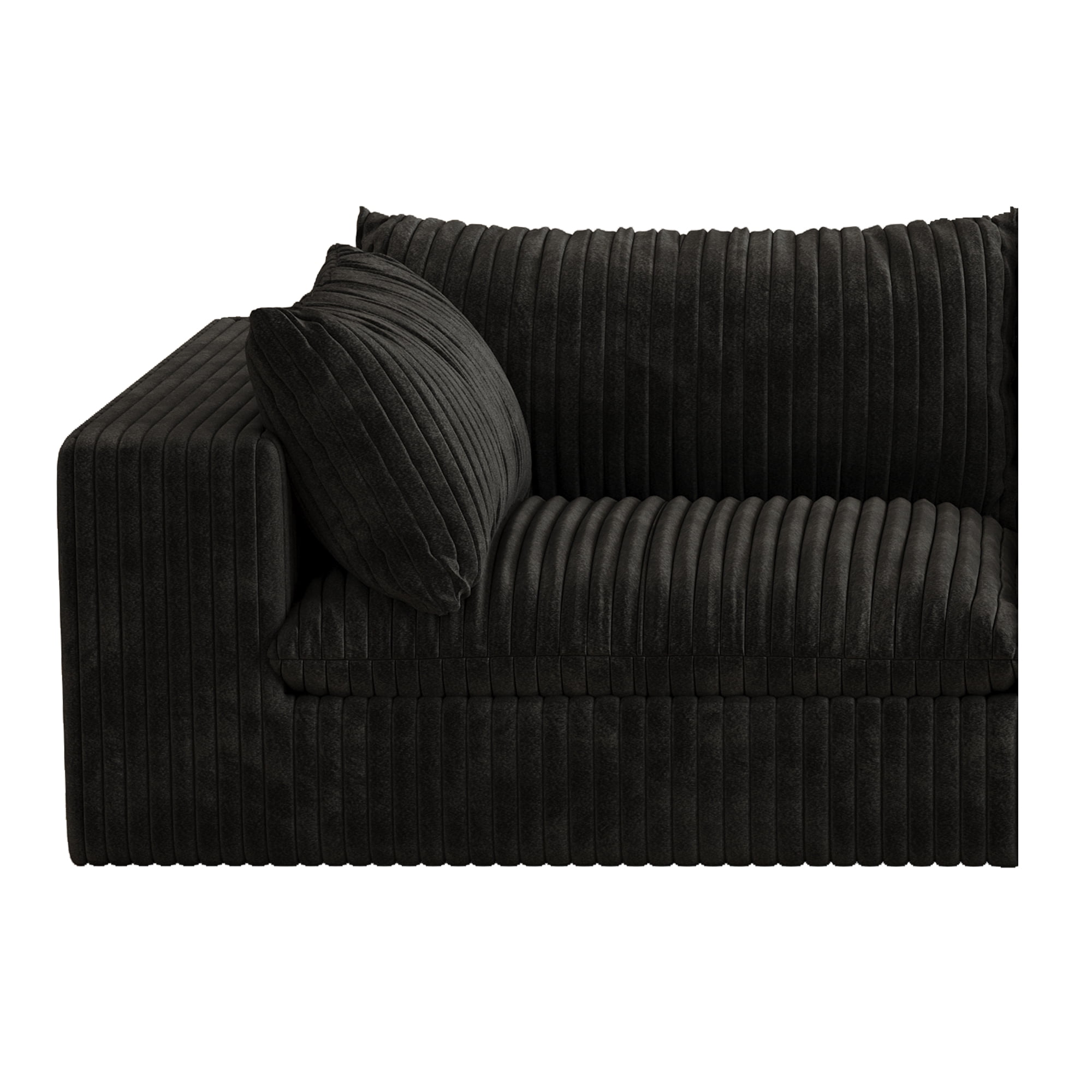 MAYEERTY Cloud Sofa Black Corduroy Deep Seat Double-Layer Removable Cushion No Assembly Multi-Rooms