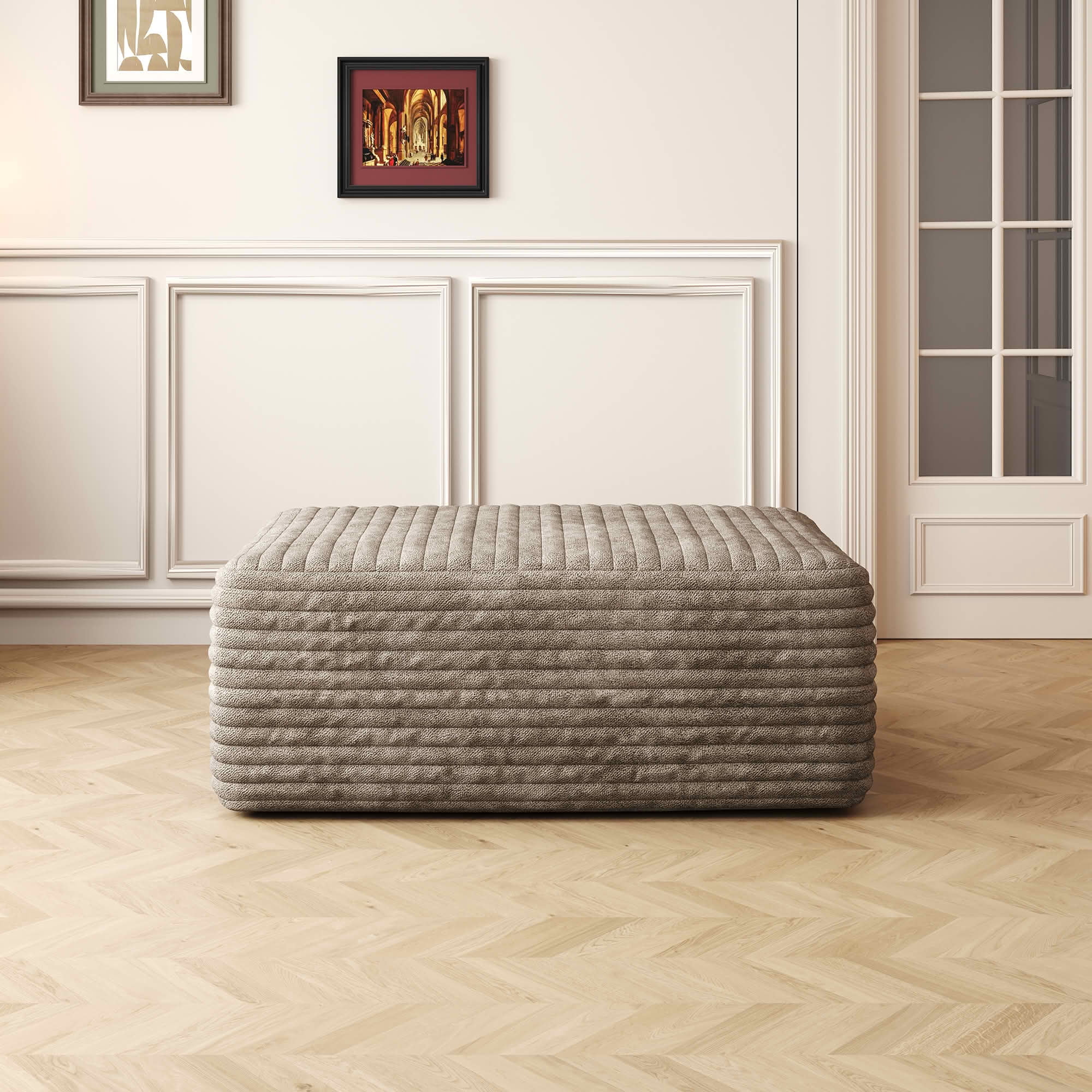 MAYEERTY Cloud Sofa Ottoman, High‑Weight Fabric Footrest, No Assembly Required for Leisure Area