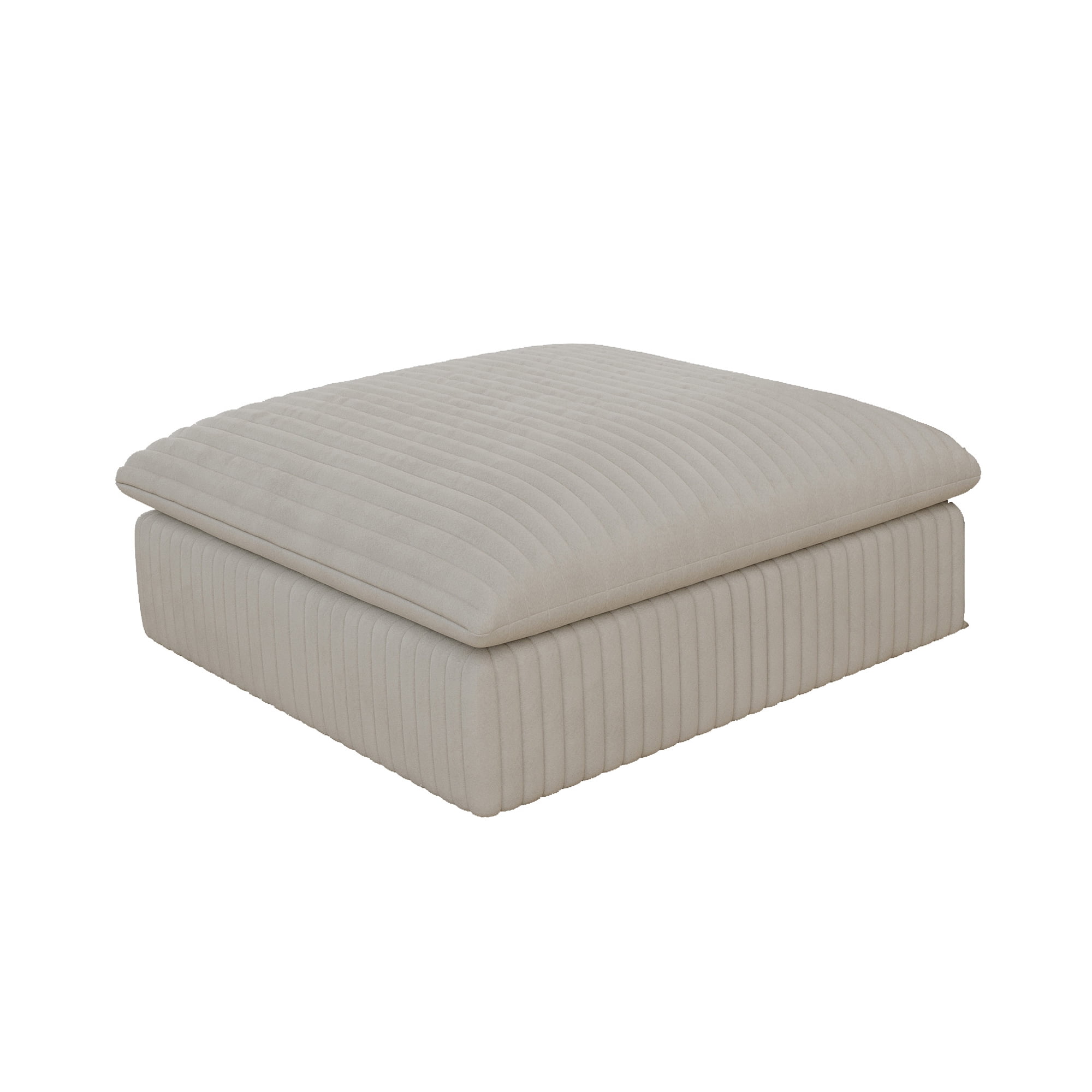 MAYEERTY Cloud Sofa White Corduroy Deep Seat Double-Layer Removable Cushion No Assembly Multi-Rooms