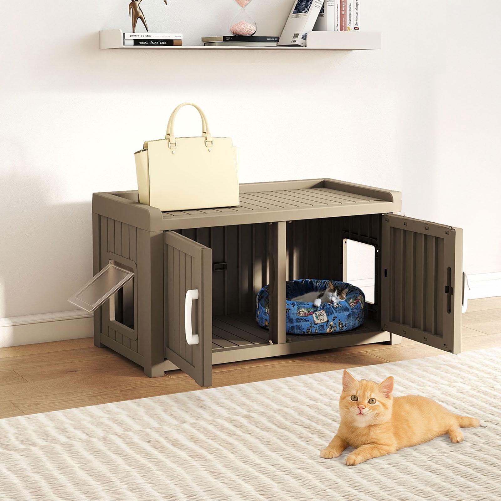 MAYEERTY Compact Indoor Cat House, Shatter-Resistant Pet Retreat with Spacious Interior (No-Tool Assembly)