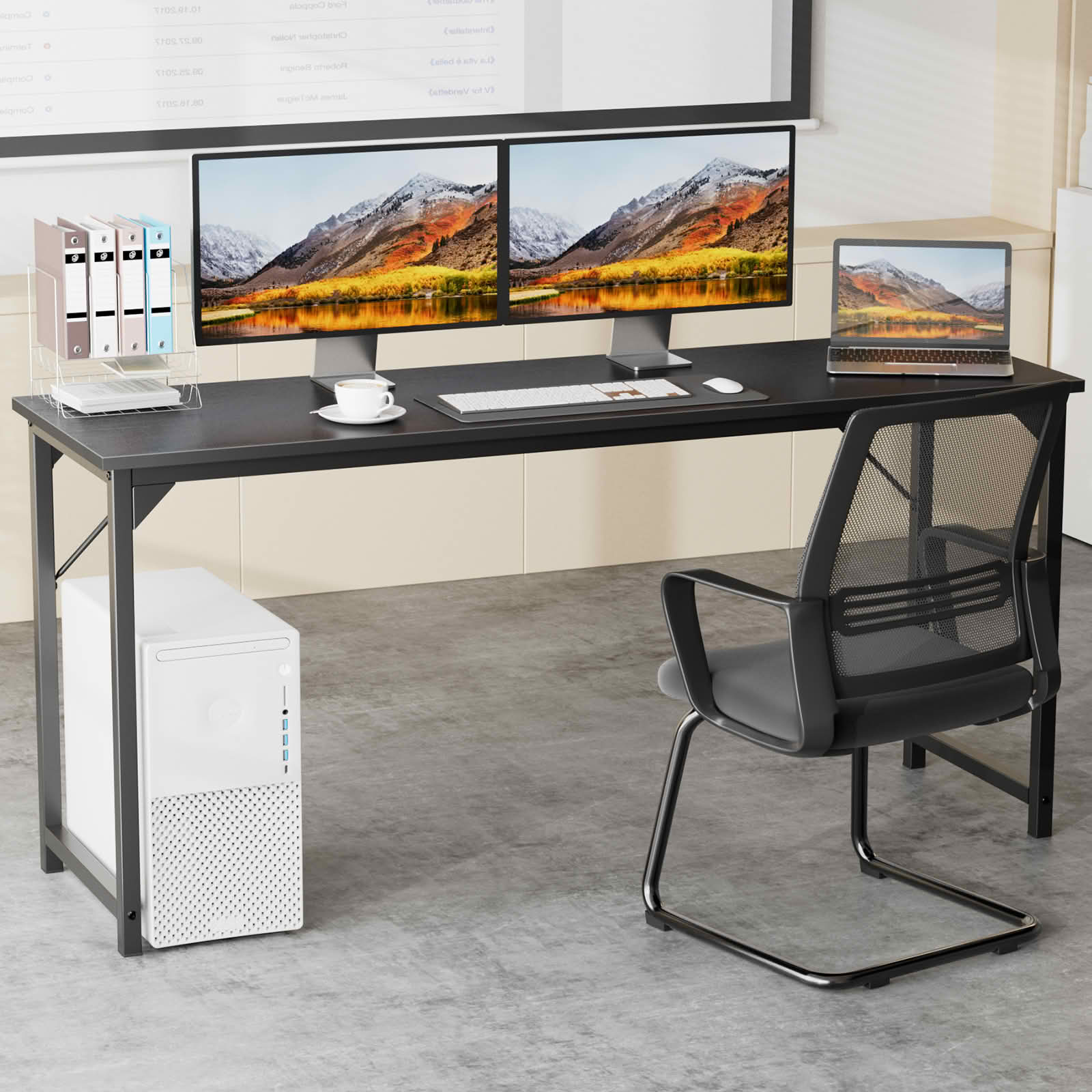 MAYEERTY Computer Office Desk for Small Spaces Writing Gaming Work Desk with Storage Bag Headphone Hook