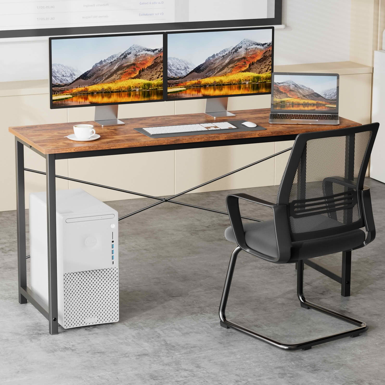 MAYEERTY Computer Office Desk for Small Spaces Writing Gaming Work Desk with Storage Bag Headphone Hook