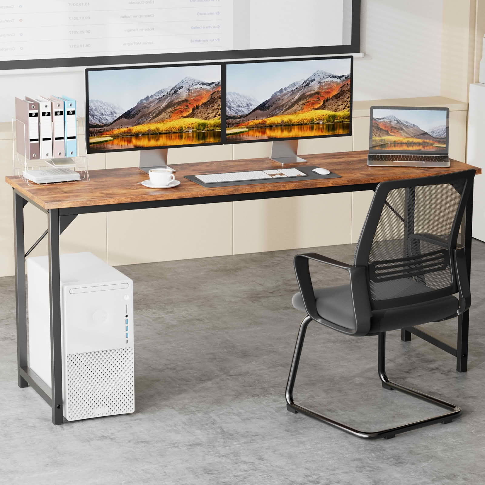 MAYEERTY Computer Office Desk for Small Spaces Writing Gaming Work Desk with Storage Bag Headphone Hook