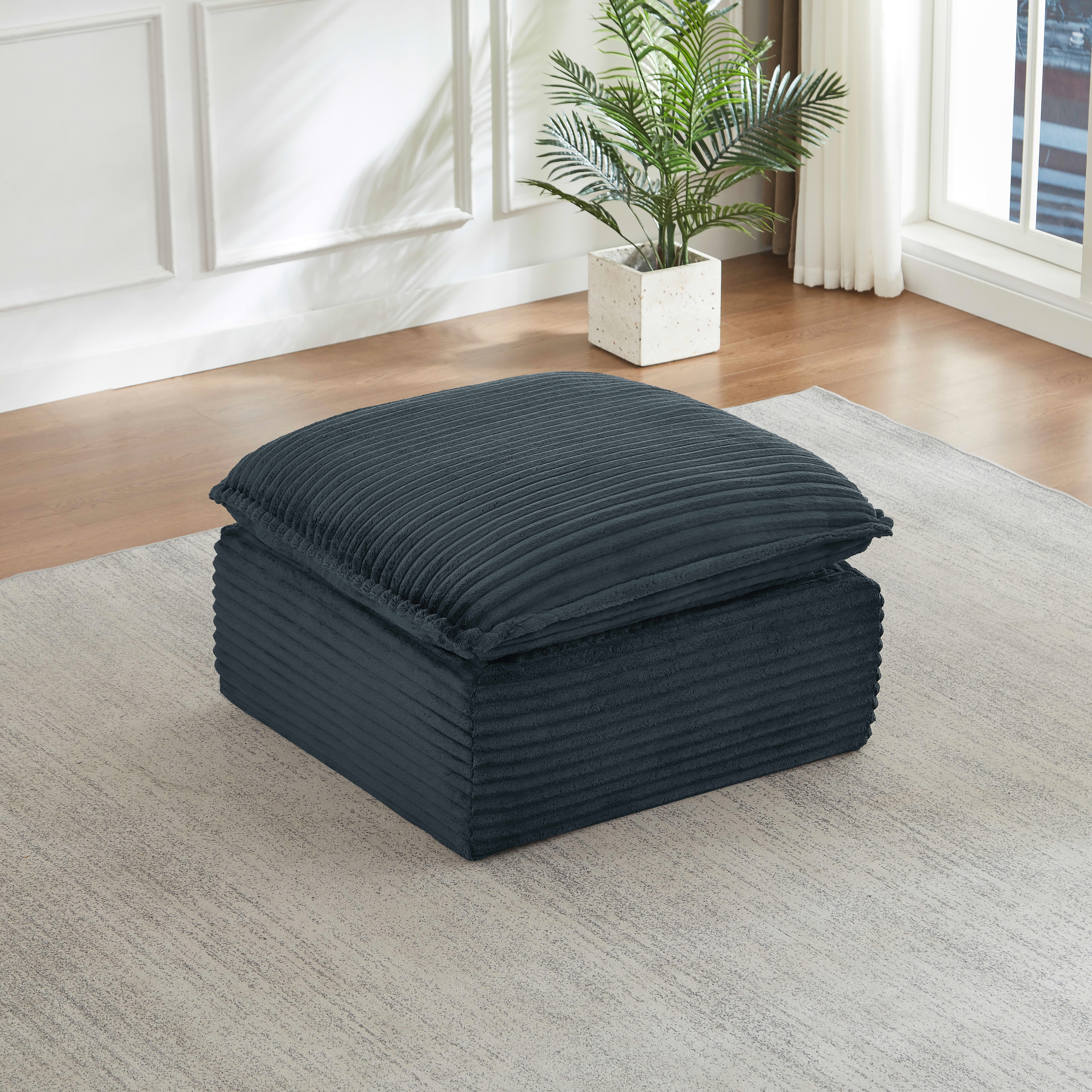 MAYEERTY Corduroy Boneless Ottoman, Soft Tufted Footrest for Living Room Cloud Sectional Couches, 30.7×15.7" Dark Gray