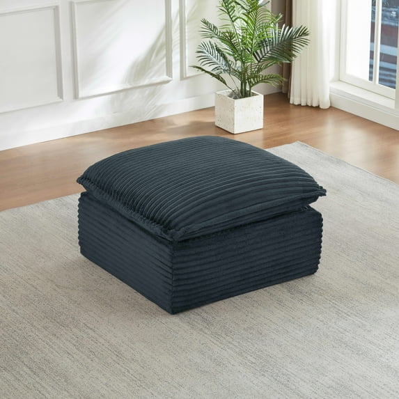 MAYEERTY Corduroy Boneless Ottoman, Soft Tufted Footrest for Living Room Cloud Sectional Couches, 30.7×15.7" Dark Gray