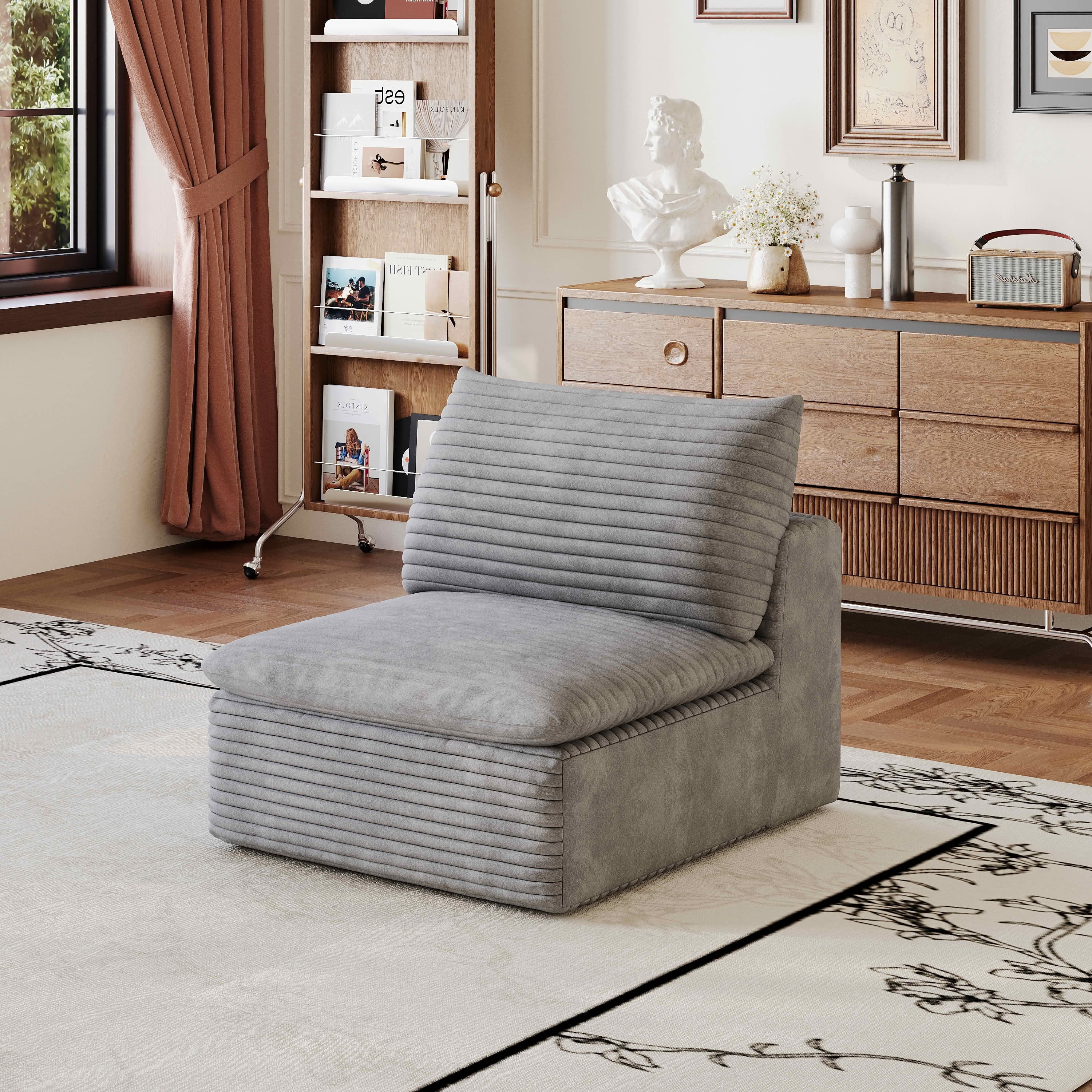MAYEERTY Corduroy Cloud Sofa, 71" Modular Deep Seat Couch with Removable Cushion & Double-layer Structure, No Assembly Leisure Sofa for Home & Office