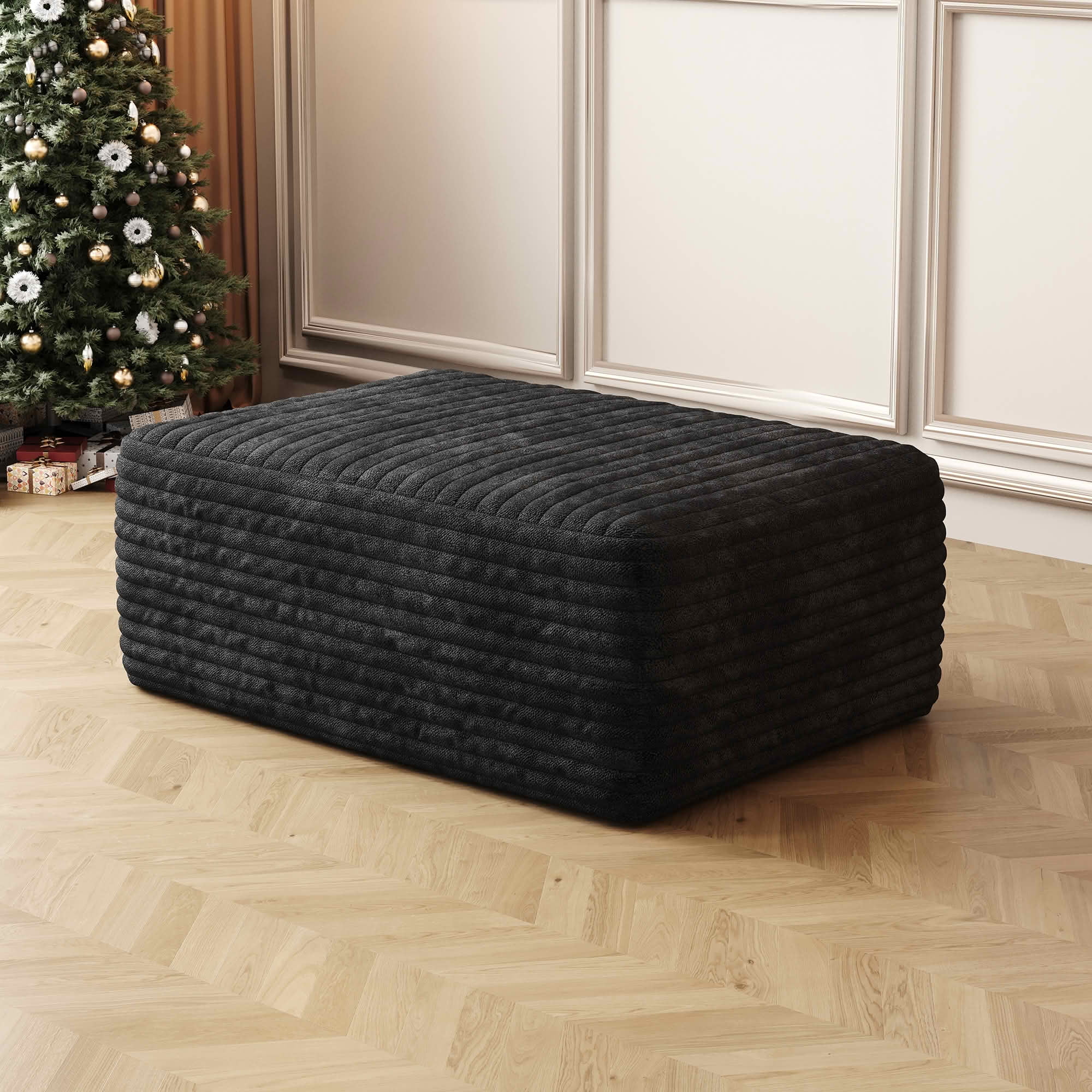 MAYEERTY Corduroy Sofa Ottoman, Plush Soft Fabric Footrest, No Assembly Required Leisure Stool for Living Room and Bedroom