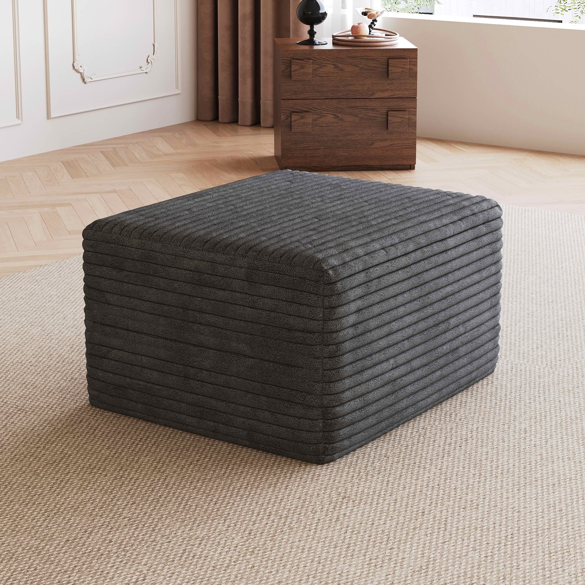 MAYEERTY Corduroy Sofa Ottoman, Plush Soft Footrest, Modular Leisure Stool with No Assembly Required, Suitable for Living Room, Apartment and Bedroom