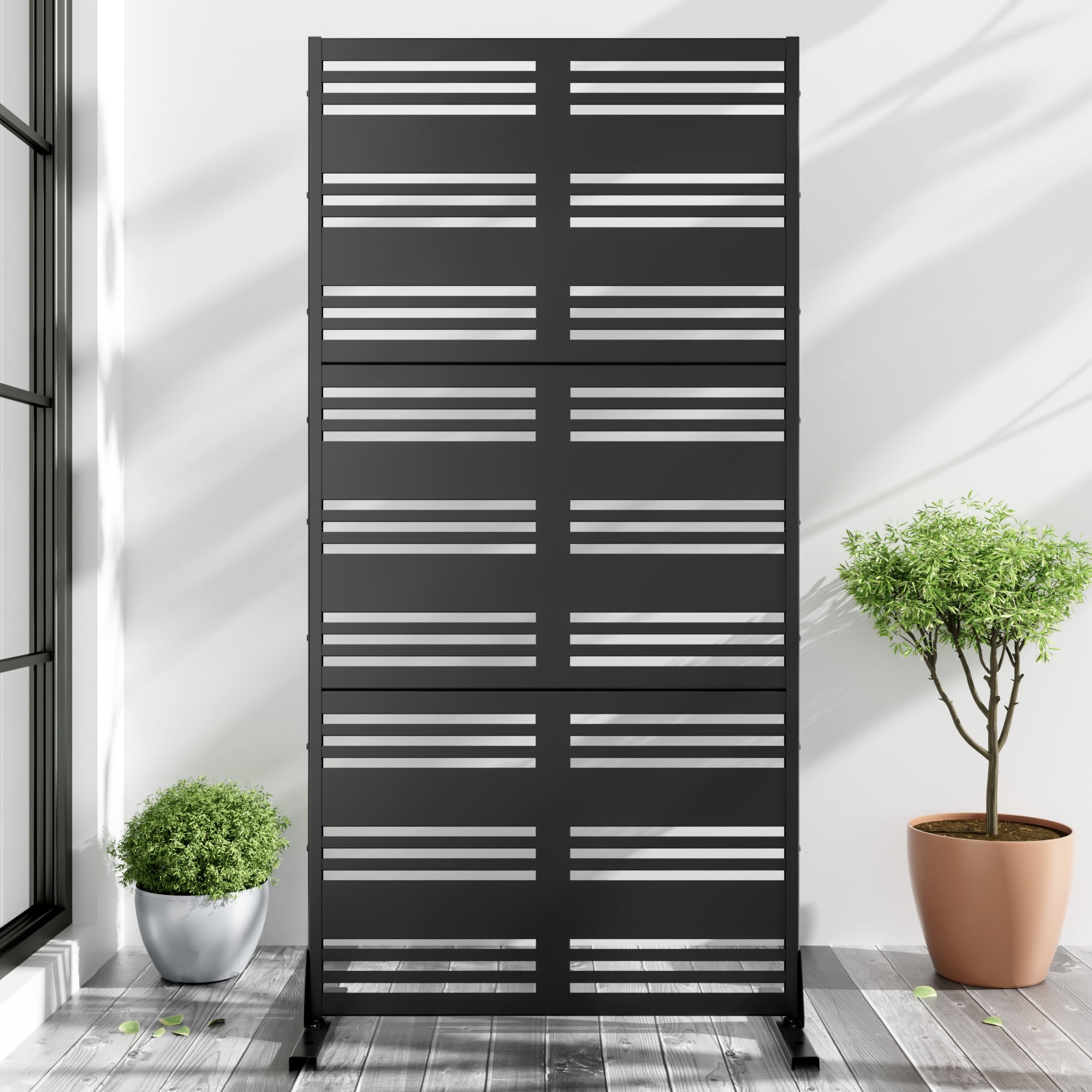 MAYEERTY Decorative Metal Screen – Durable Galvanized Steel Partition,Black