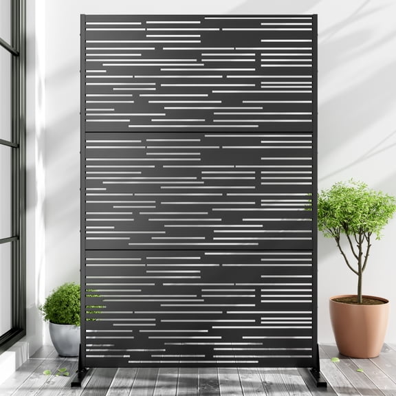 MAYEERTY Decorative Metal Screen Durable Galvanized Steel Partition,Irregular stripes,Black