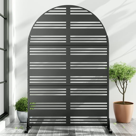 MAYEERTY Decorative Metal Screen – Durable Galvanized Steel Partition,Stripe,Black