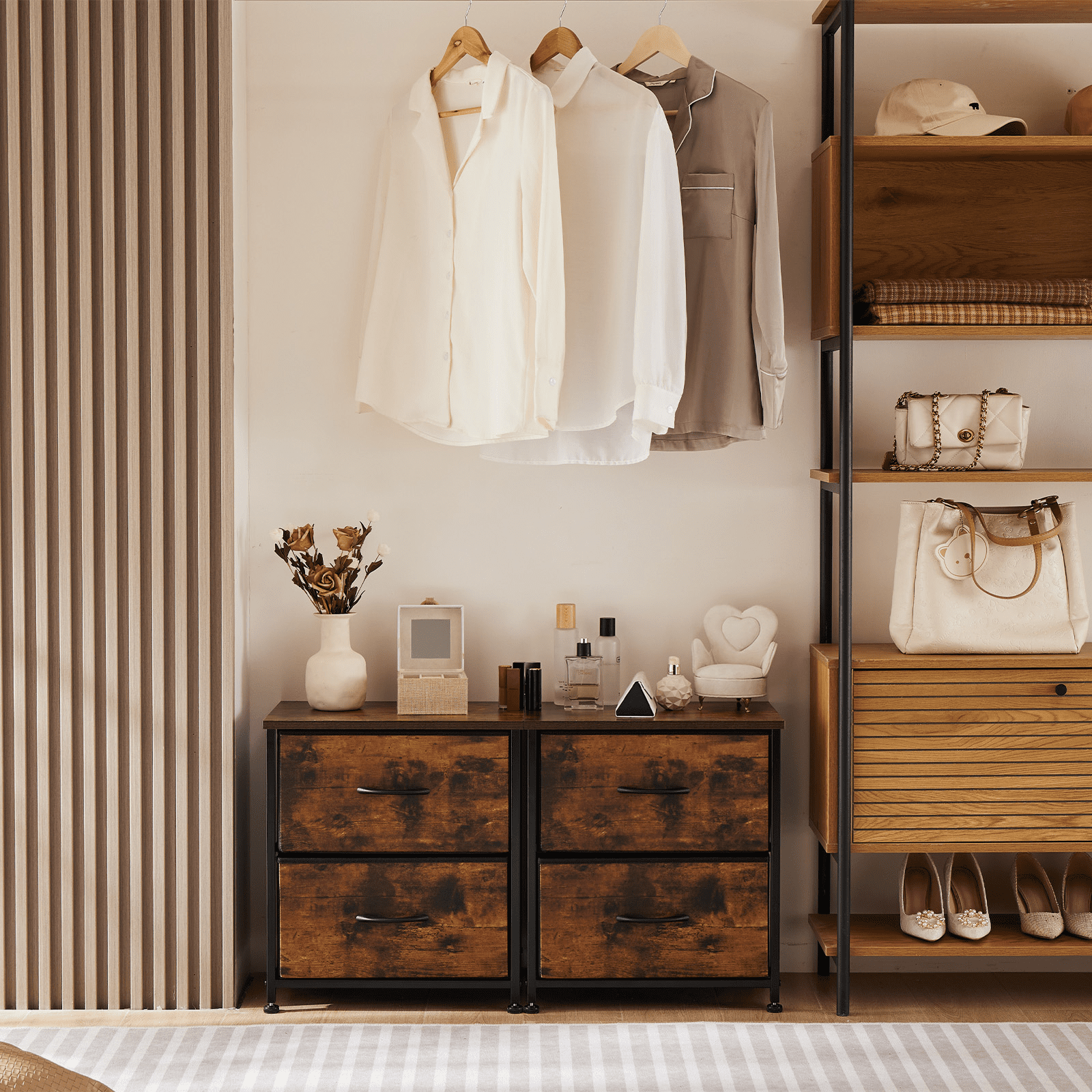 MAYEERTY Drawers Dresser Chest of Drawers,Metal Frame and Wood Top