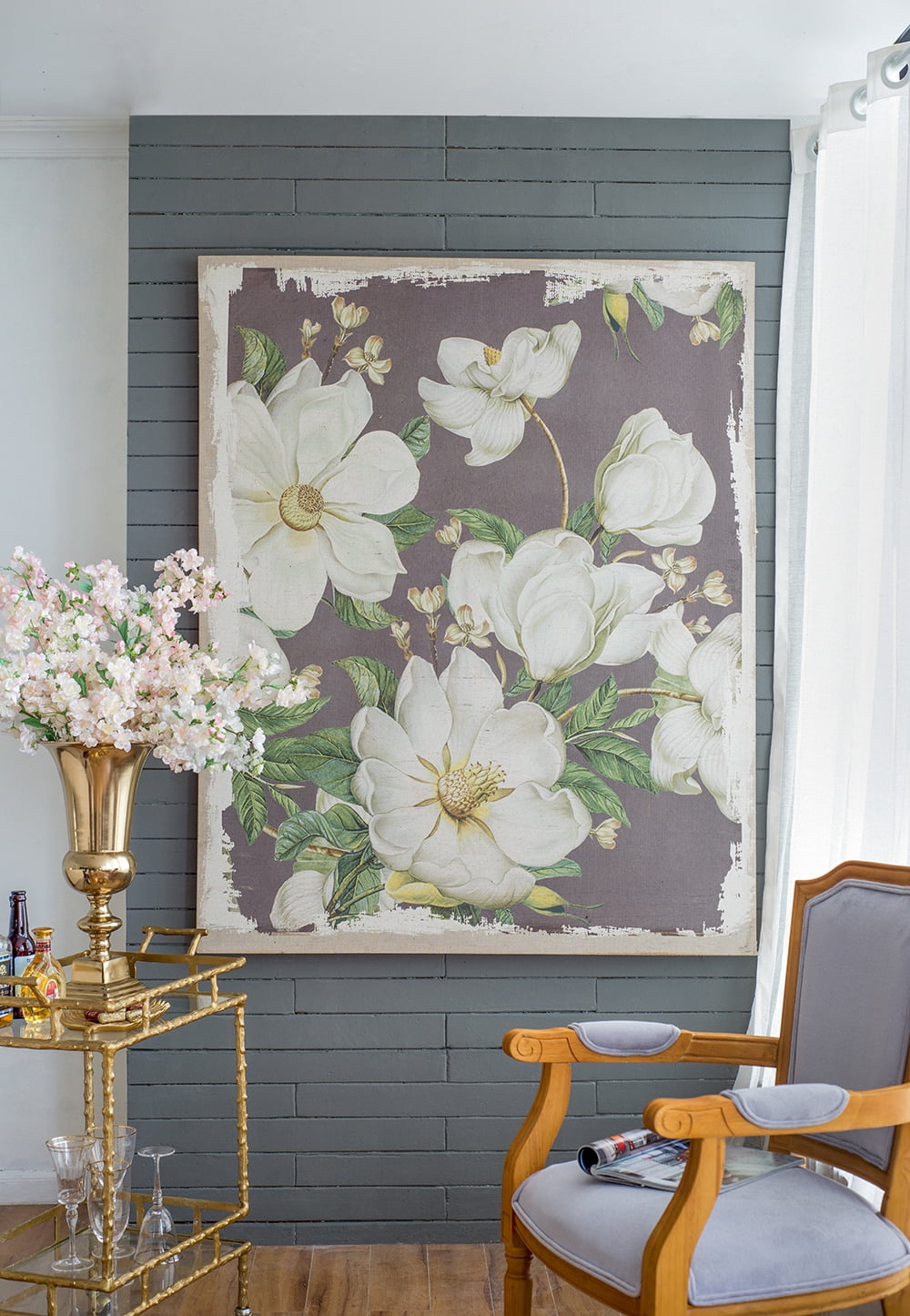 MAYEERTY Elegant Magnolia Flower Wall Decor, Vintage Botanical Wall Art Prints Sophisticated Home Decor