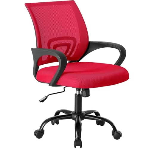 MAYEERTY Ergonomic Mid-Back Office Chair, Height Adjustable Desk Chair with Lumbar Support Swing Mode Fixed Armrests
