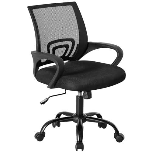 MAYEERTY Ergonomic Mid-Back Office Chair, Height Adjustable Desk Chair with Lumbar Support Swing Mode Fixed Armrests