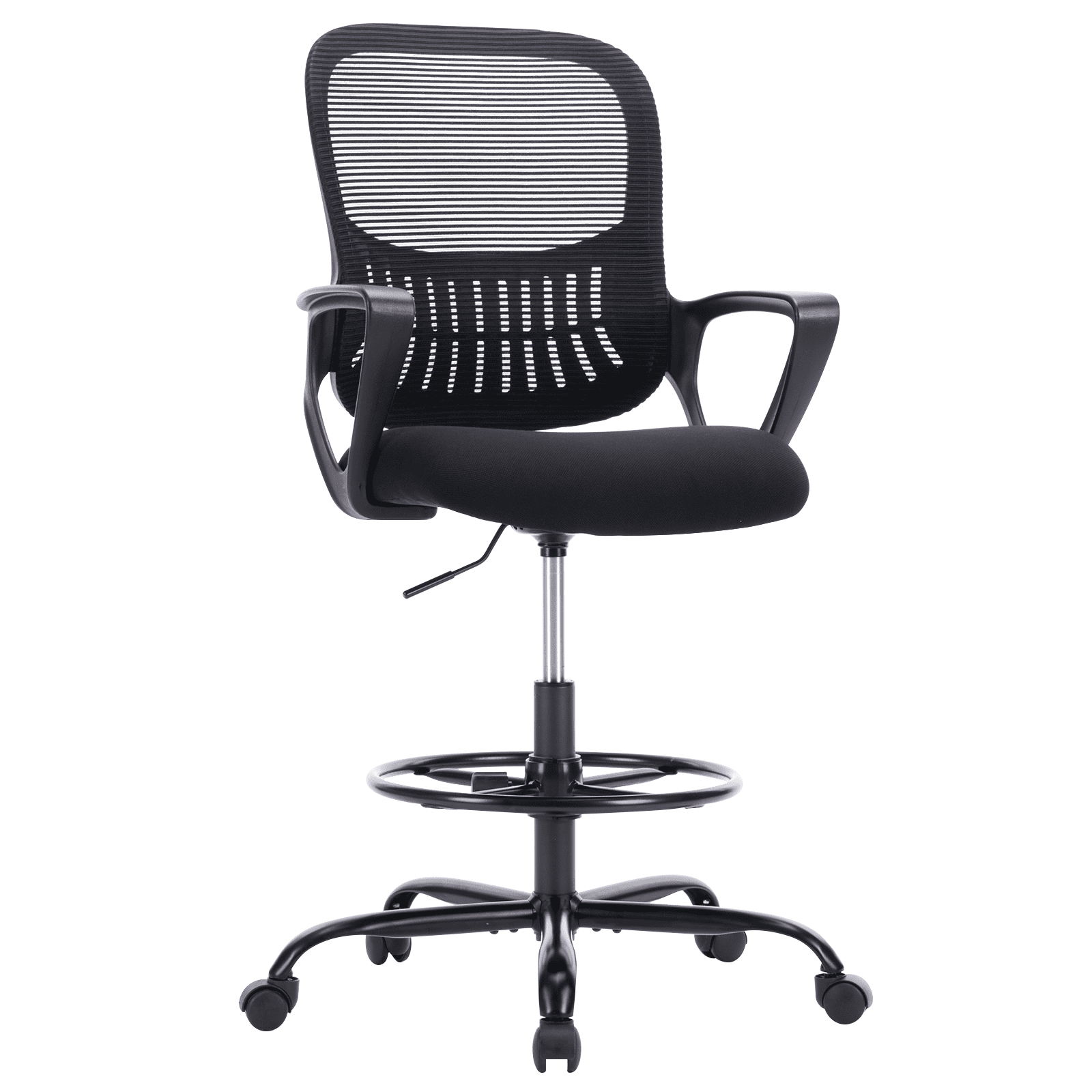MAYEERTY Ergonomic Office Chair for Standing Desk with Adjustable Height, Computer Desk Chairs, Fixed Handrail, Black