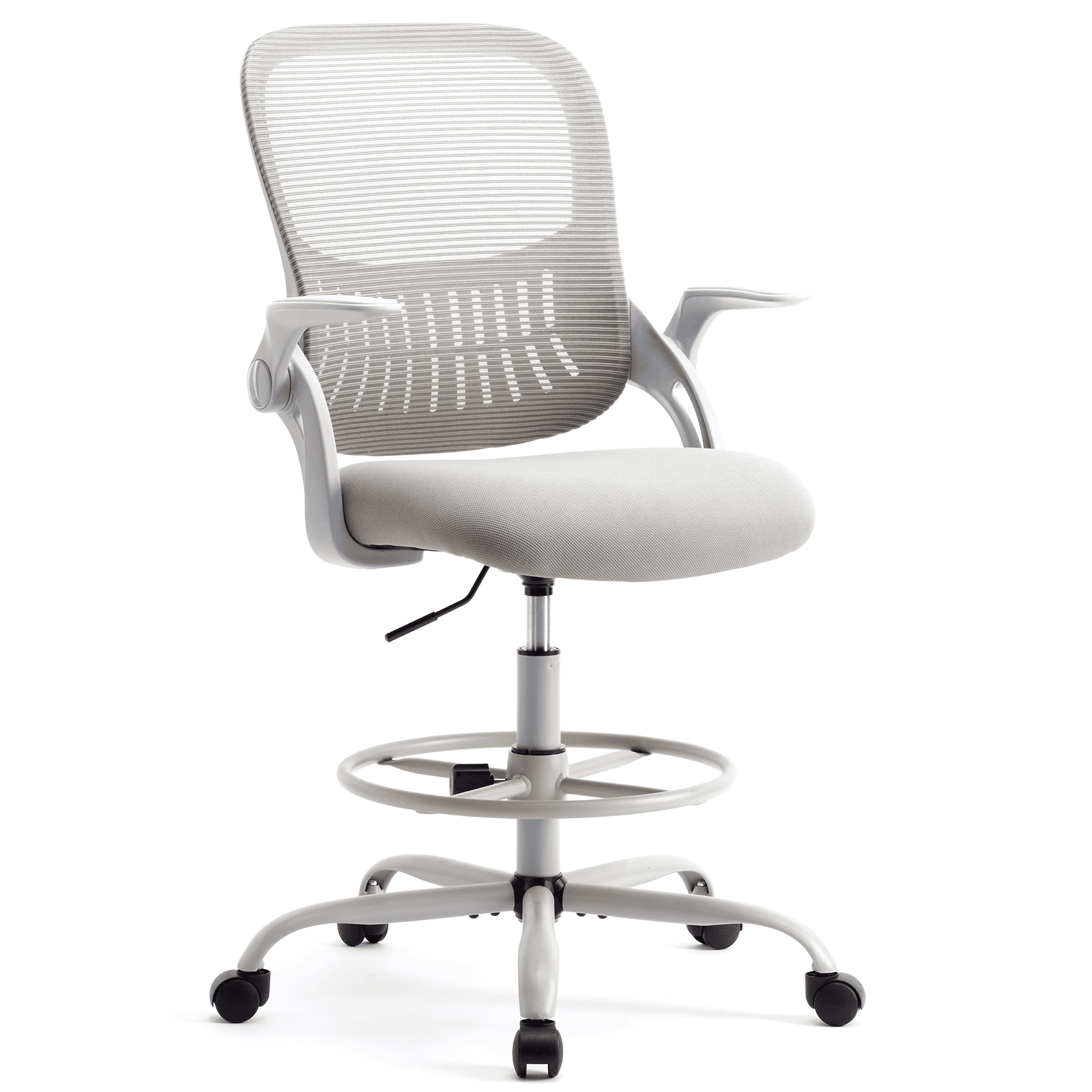 MAYEERTY Ergonomic Office Chair for Standing Desk with Adjustable Height, Computer Desk Chairs, Movable Armrest, Gray