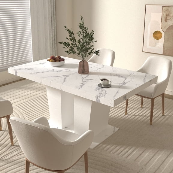 MAYEERTY Expandable Rectangular Dining Table for 6 to 10 People, Extendable Kitchen Dining Table with Hidden Built-in Extension Panel, Sfor Dining Room, Apartment, Kitchen, Family Gathering Furniture