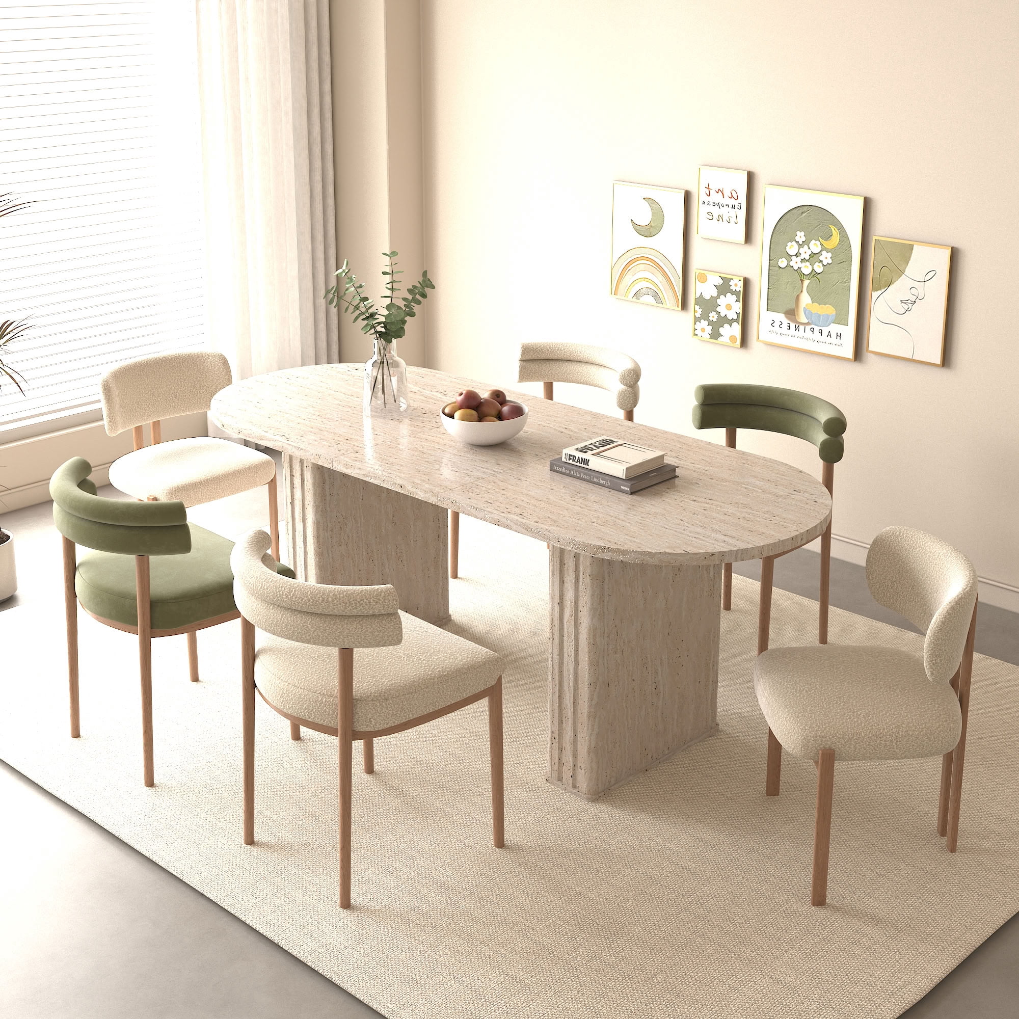 MAYEERTY Extendable Oval Dining Table for 4-8 People, Expandable Kitchen Table, Water & Scratch Resistant Surface, for Living Room, Dining Room, Family Daily Meals & Parties