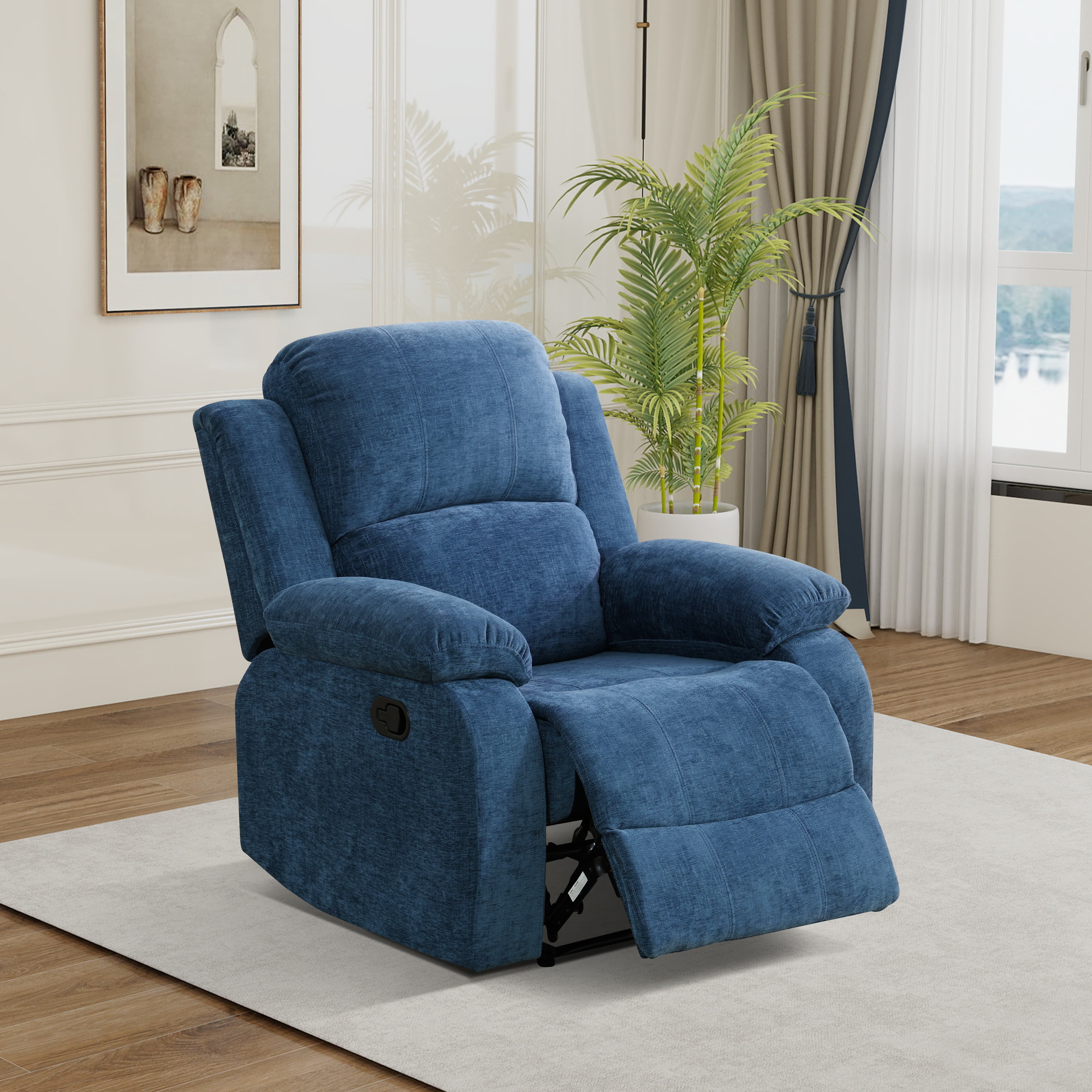 MAYEERTY Fabric Single Recliner Chair, Ergonomic Reclining Sofa with Adjustable Angle, for Living Room & Home Theater, Wear-Resistant