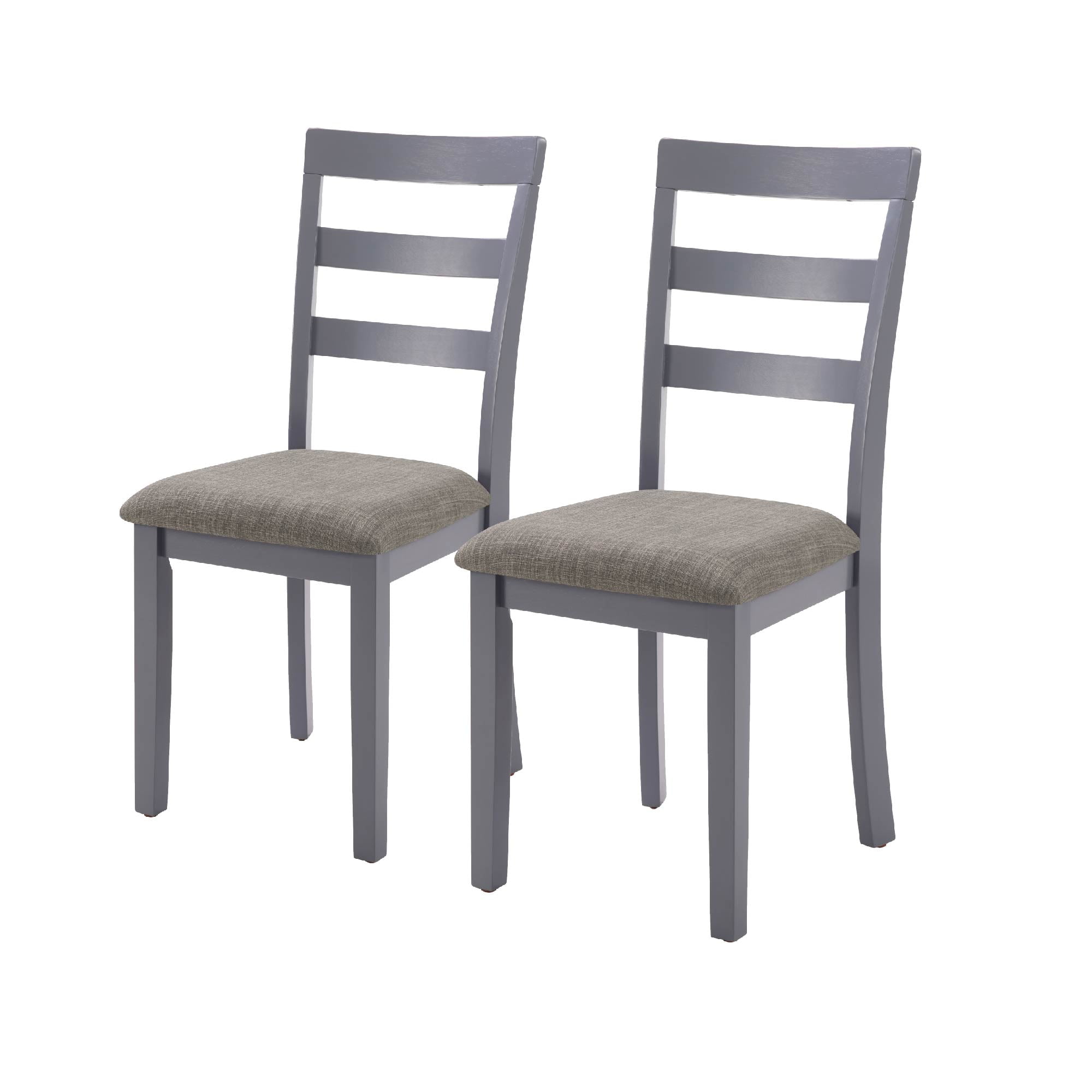 MAYEERTY Farmhouse Dining Chairs – Set of 2, Solid Wood Legs, High Ladder Back, Upholstered Seat, 275 lbs Capacity,Dark Brown