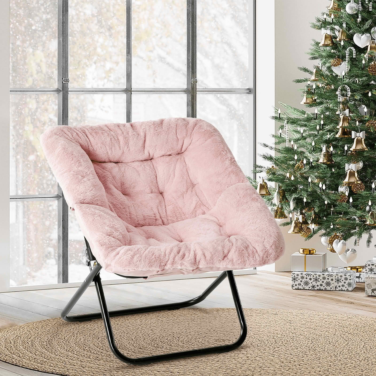 MAYEERTY Faux Fur Folding Lounge Chair Soft Large