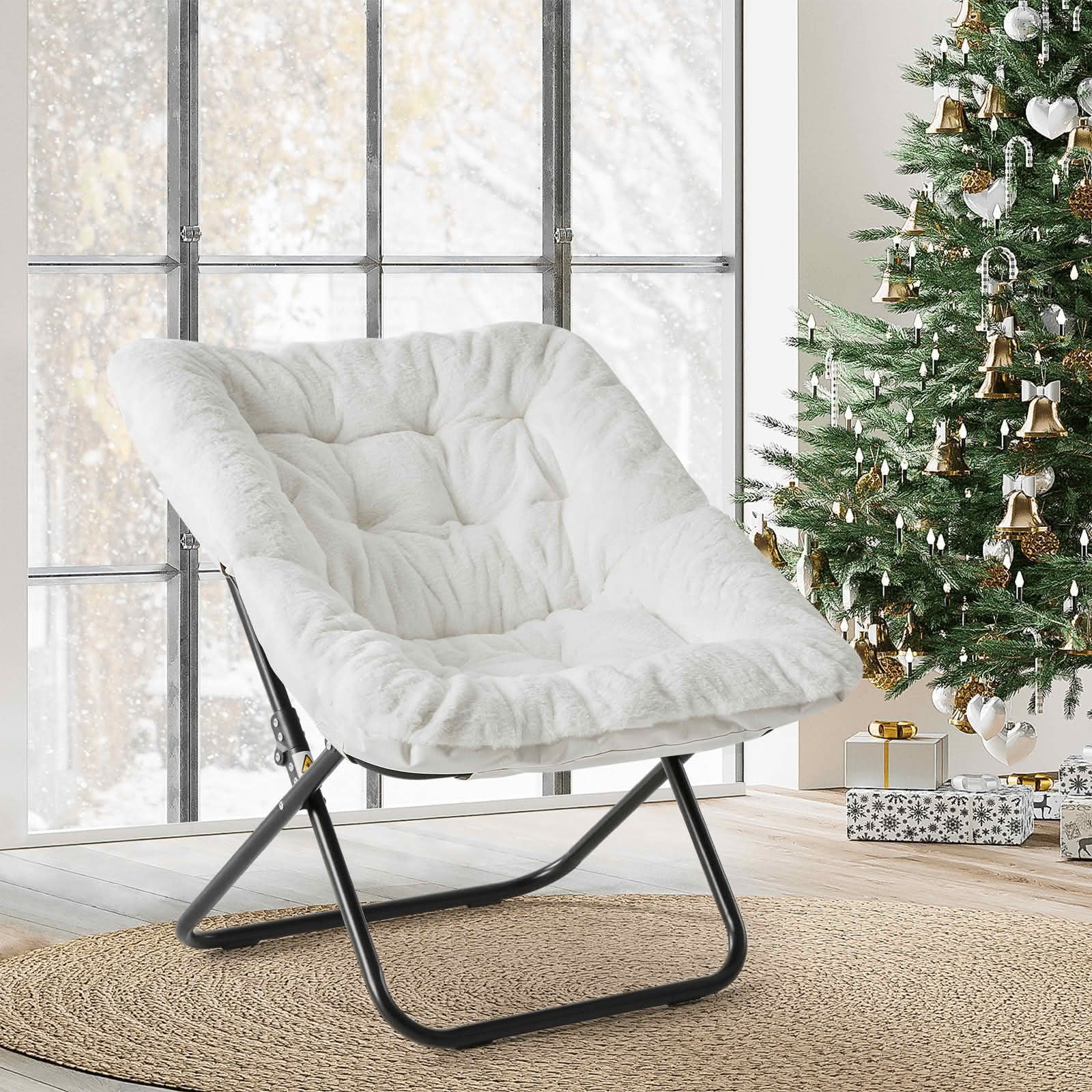 MAYEERTY Faux Fur Folding Lounge Chair Soft Large