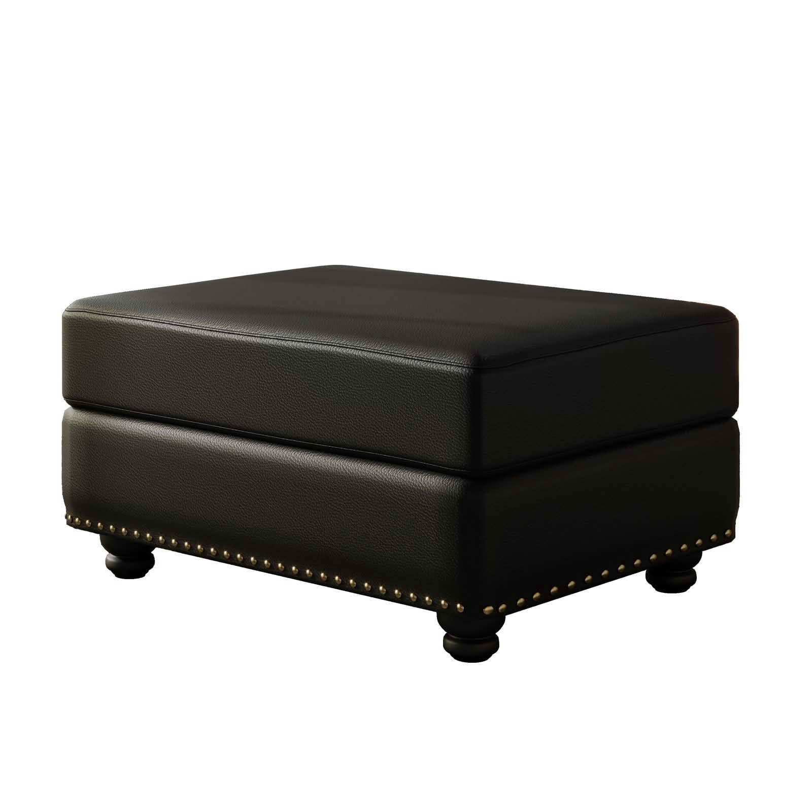 MAYEERTY Faux Leather Ottoman, Multi‑Purpose Footstool Compatible with Single/2/3‑Seater Sofa for Living Room Apartment Office