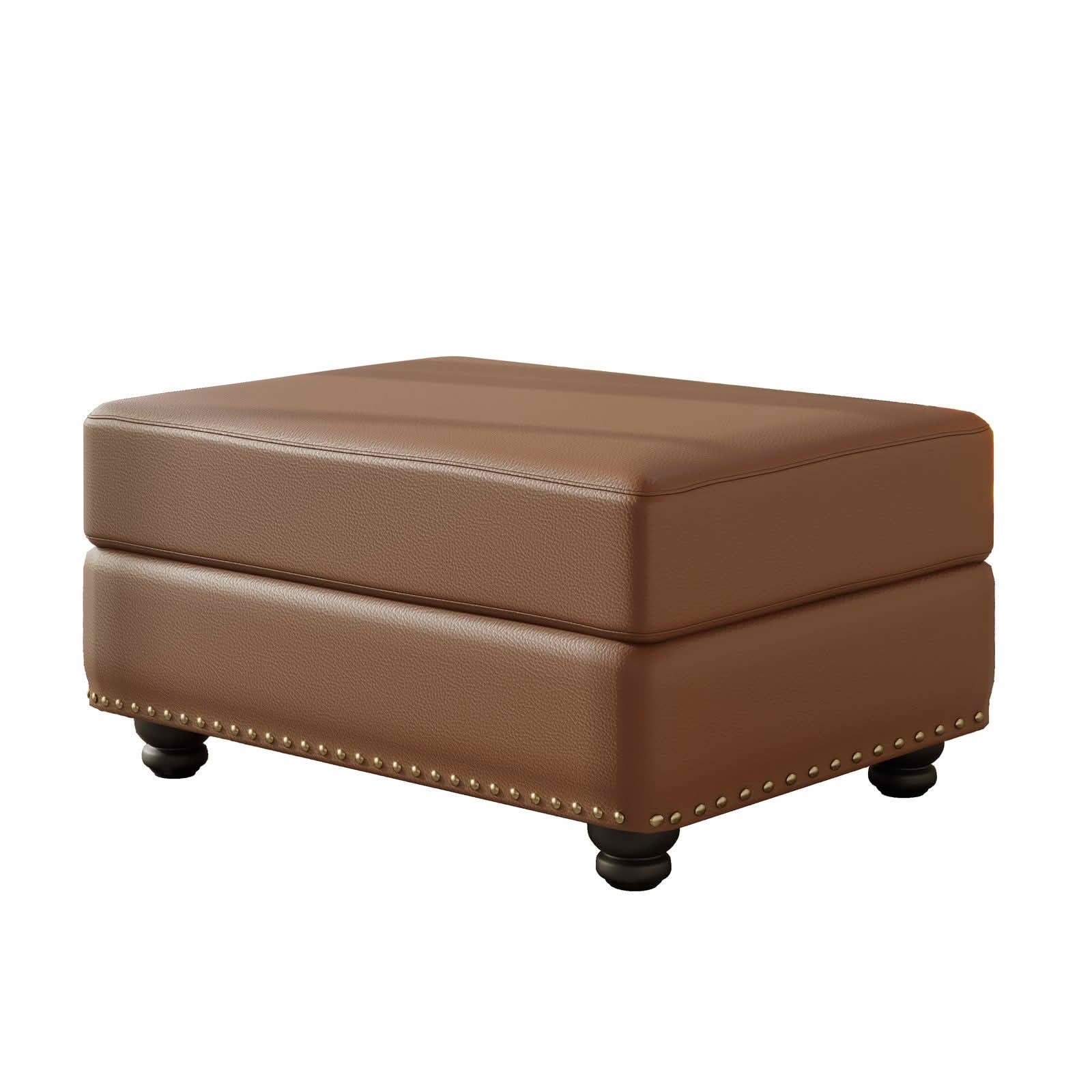MAYEERTY Faux Leather Ottoman, Multi‑Purpose Footstool Compatible with Single/2/3‑Seater Sofa for Living Room Apartment Office