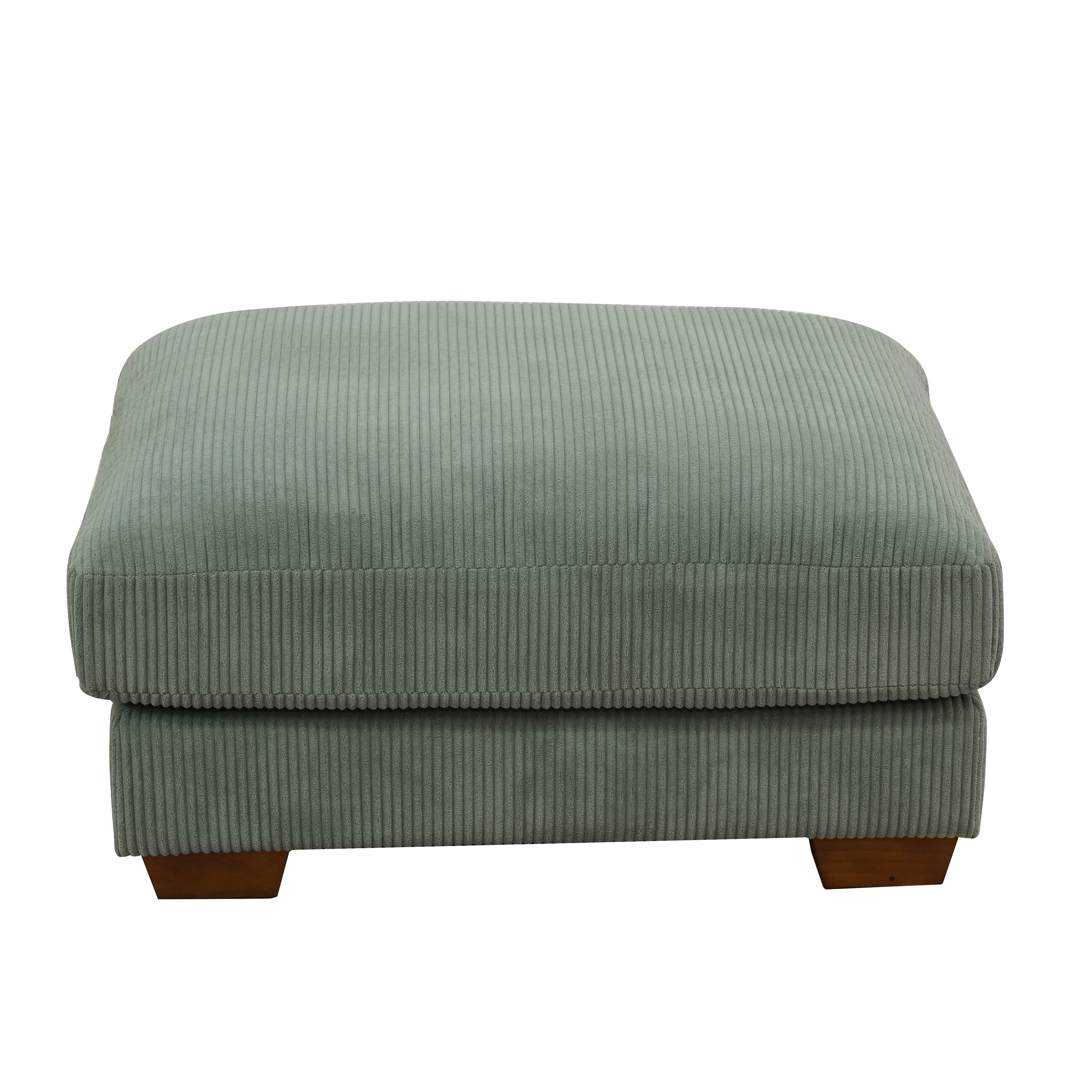 MAYEERTY Flocking Fabric Ottoman Footrest, Anti-Insect Solid Wood Frame, Green