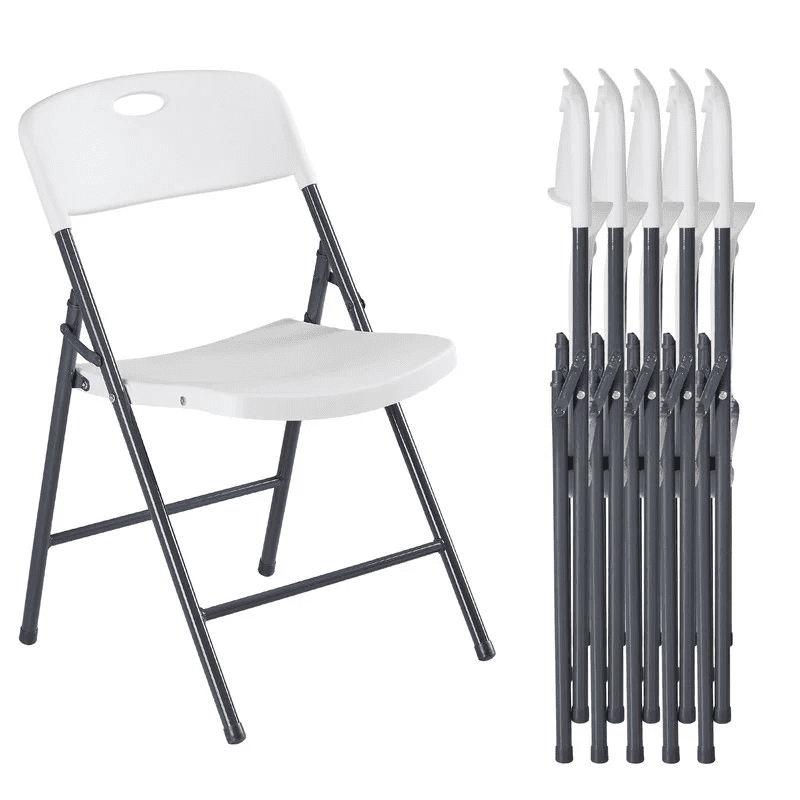 MAYEERTY Foldable Stackable Dining Chairs with Steel Frame, Ergonomic Portable Fold Up Chairs Holds 350 LBS for Home Indoor Outdoor Party