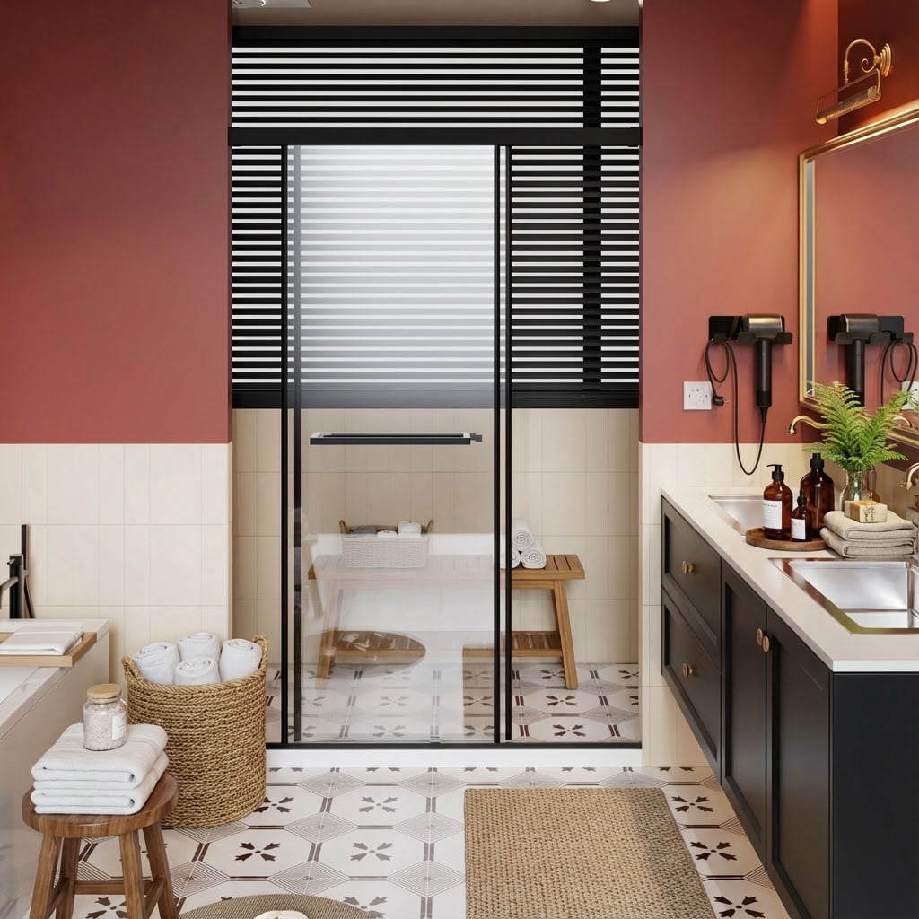 MAYEERTY Frameless Dual Sliding Shower Door, Aluminum Frame, Soft-Close Buffer Track, Easy Installation & Leak-Proof Design