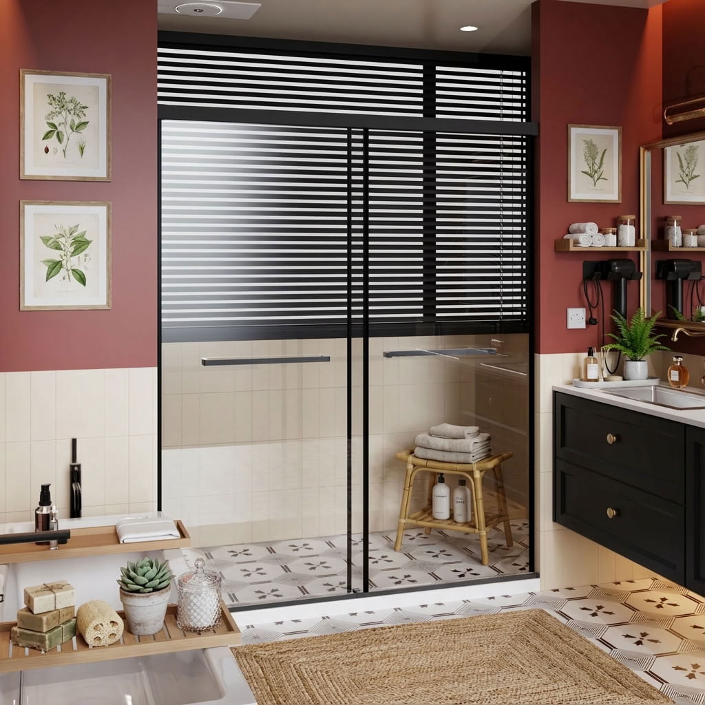 MAYEERTY Frameless Dual Sliding Shower Door, Aluminum Frame, Soft-Close & Waterproof Buffer System, Quick Installation & Heavy-Duty Seal