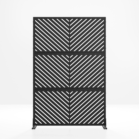 MAYEERTY Freestanding Metal Screen – Versatile Galvanized Steel Divider,Diagonal stripes,Black