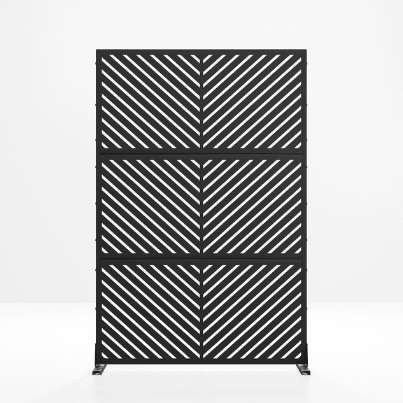 MAYEERTY Freestanding Metal Screen Versatile Galvanized Steel Divider,Diagonal stripes,Black