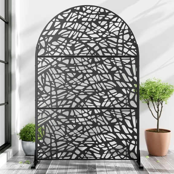 MAYEERTY Freestanding Metal Screen Versatile Galvanized Steel Divider,Irregular,Black