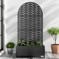 thumbnail image 1 of MAYEERTY 72"x35" Outdoor Arched Planter Box with Trellises, Metal Raise Garden Beds for Vine Climbing Plants, Black, 1 of 9